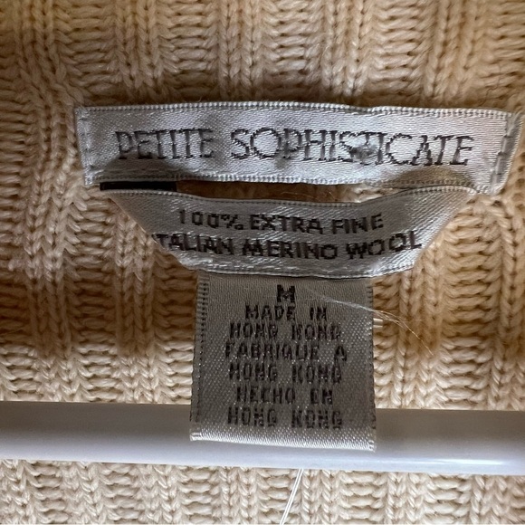 New Petite Sophisticate Womens Merino Wool Full Zip Cardigan Sz M Italian Cream - Picture 9 of 14